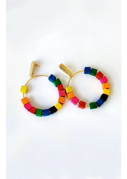 Ahşap Renkli Küpe / 6cm indirimleri