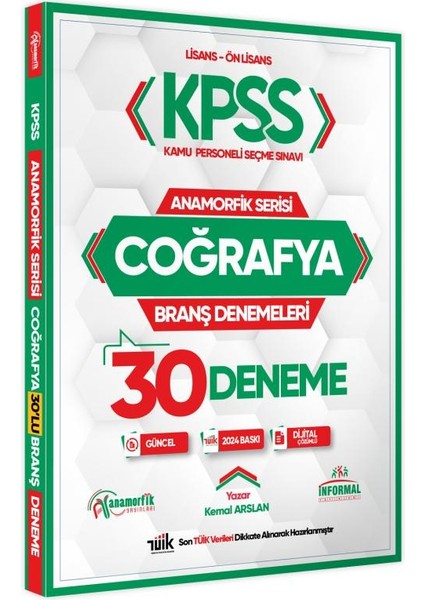 2025 KPSS Anamorfik Serisi Coğrafya 30’lu Branş Denemesi Yeni Son TÜİK Verileri Ekli Dijital Çözümlü