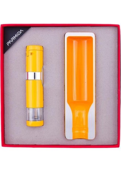 Tek Torch Çakmak/küllük Ikili Puro Seti - Sarı