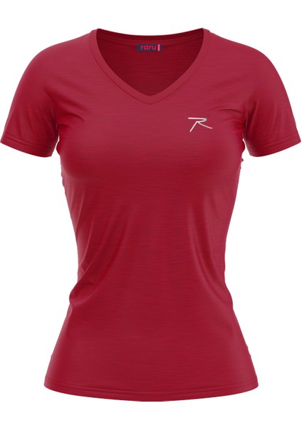 Kadın %100 Pamuk T-Shirt Mulıer Bordo Melanj