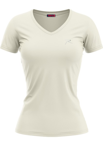 Kadın %100 Pamuk T-Shirt Mulıer Ekru