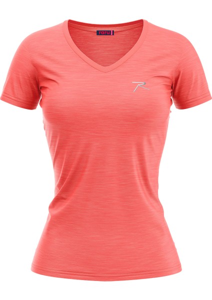 Kadın %100 Pamuk T-Shirt Mulıer Pembe Melanj