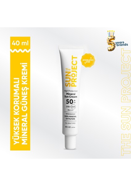 The Sun Project Yüksek Korumalı Aydınlatıcı %100 Mineral Güneş Kremi 50 Spf 40 ml