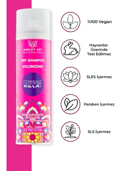 Ashley Joy Feminine Aura Çabuk Sönen Saçlar Için Dolgunlaştırıcı Hacim Veren Kuru Şampuan 200 ml