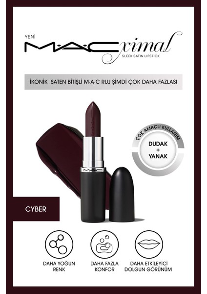 Macximal Sleek Satin Lipstick Ikonik Saten Bitişli Ruj-cyber 3.5gm