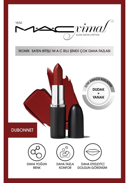 Macximal Sleek Satin Lipstick Ikonik Saten Bitişli Ruj-dubonnet 3.5gm