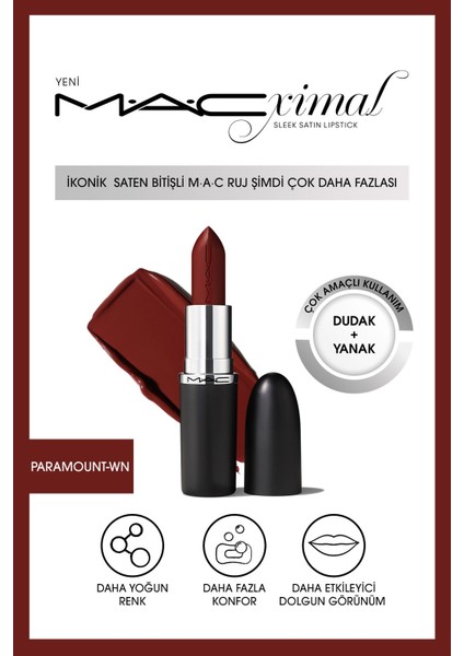 Macximal Sleek Satin Lipstick Ikonik Saten Bitişli Ruj-paramount 3.5gm