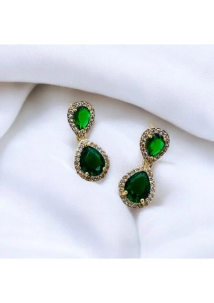 Zirkon Taşlı Damla Model Küpe