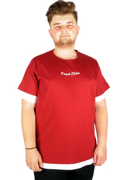 Büyük Beden T-Shirt Byaka Perfect Match 21156 Bordo