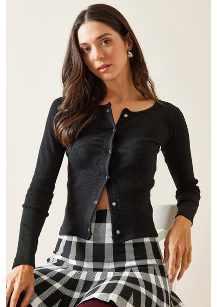 Siyah Çıtçıtlı Bluz 5KXK3-48996-02