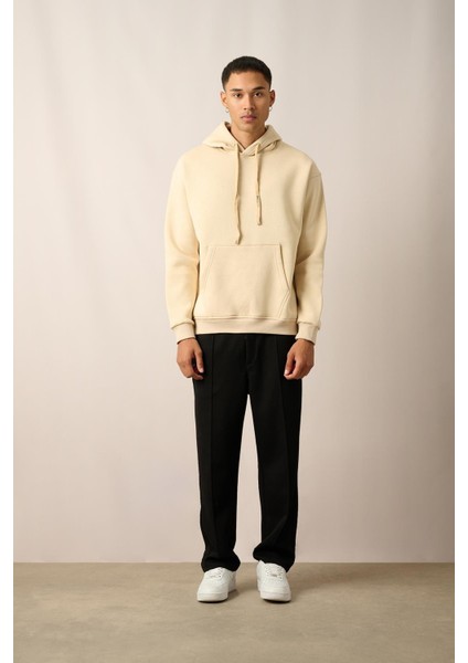 R-5841 Kapüşon Nakış Detaylı Üç Iplik Şardonlu Sweatshirt