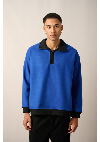 R-5844 Yarım Fermuar Garni Detaylı Kaşe Sweat fiyatları