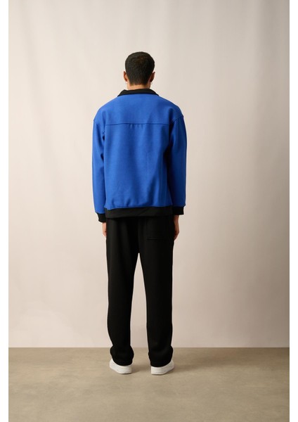 R-5844 Yarım Fermuar Garni Detaylı Kaşe Sweat indirimleri