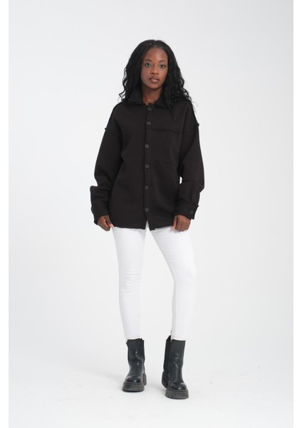 R-5750 Ceket Yaka Pis Dikişli Üç Iplik Şardonlu Sweatshirt