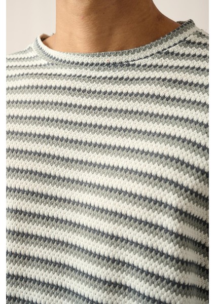 R-5838 Bisiklet Yaka Uzun Kol Örme Sweatshirt fırsatları