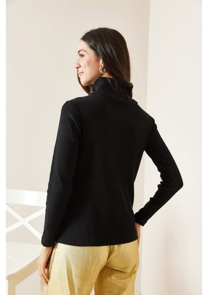 Siyah Göğsü Tüllü Bluz 5KXK2-49024-02 indirimleri