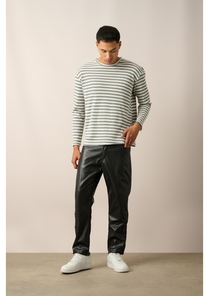 R-5838 Bisiklet Yaka Uzun Kol Örme Sweatshirt