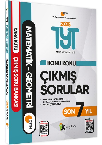 2025 YKS - TYT Matematik - Geometri Karakutu ÖSYM Çıkmış Soru Bankası Çözümlü Konu Konu Son 7 Yıl