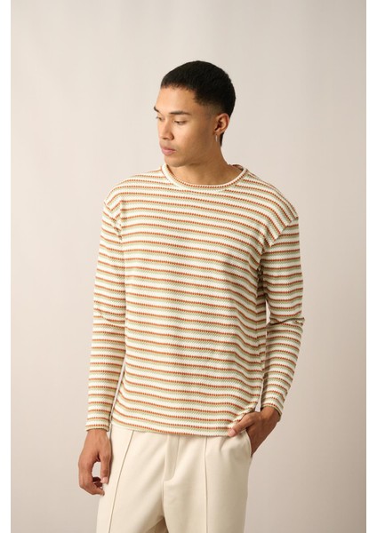 R-5838 Bisiklet Yaka Uzun Kol Örme Sweatshirt