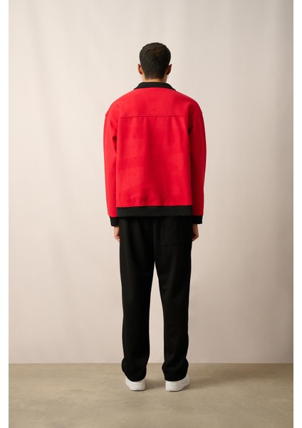 R-5844 Yarım Fermuar Garni Detaylı Kaşe Sweat indirimleri