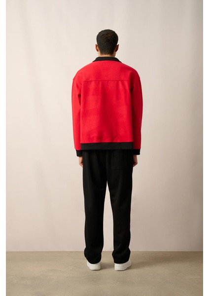 R-5844 Yarım Fermuar Garni Detaylı Kaşe Sweat indirimleri