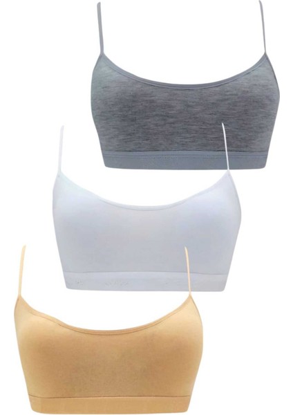 Kız Çocuk 3'lü Pedli Pamuklu Ince Askılı Büstiyer Günlük Alıştırma Sütyeni fiyatları