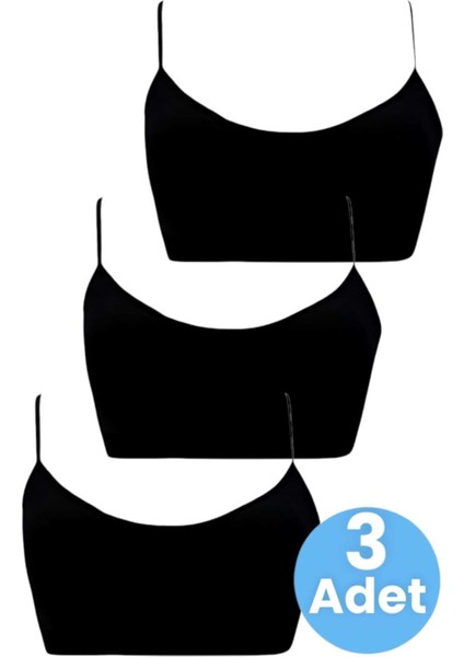 Kız Çocuk 3'lü Pedli Pamuklu Ince Askılı Büstiyer Günlük Alıştırma Sütyeni