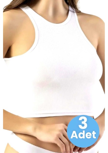 Kadın Geniş Askılı Kaşkorse Crop 3'lü Set