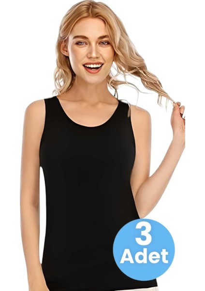 Kadın Kalın Askılı Pamuklu Atlet 3'lü Set