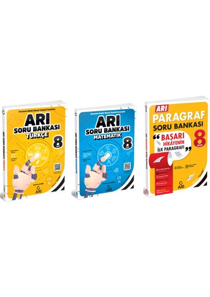 8. Sınıf Türkçe + Matematik + Arı Paragraf Soru Bankası