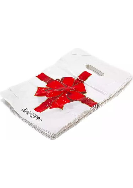Takviyeli Kalın Baskılı Beyaz Çanta Poşet Torba - 3 No - 33 x 45 Cm. - 50 Adetlik Paket