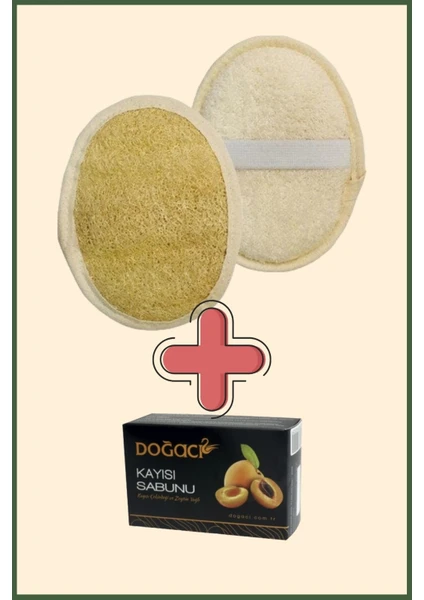 Aktarzane Kabak Lifi Kese Küçük Boy yuvarlak + Doğacı Kayısı Sabunu 150gr Banyo Hamam Kesesi Spa Seti