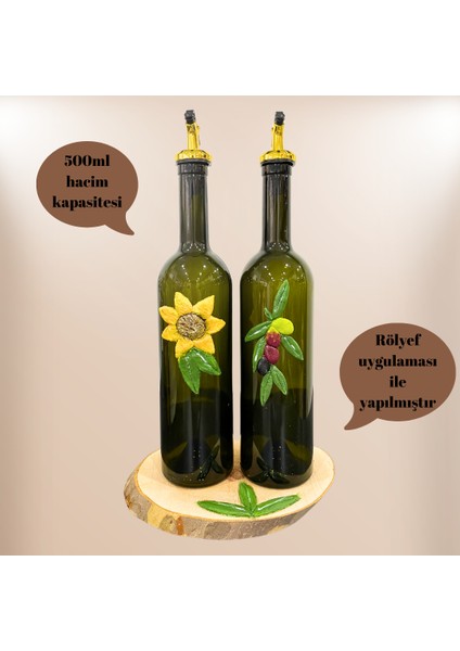 Pitrakstore Zeytinyağı-Ayçiçek Yağı Şişesi 750ML Stand Hediyeli 3'lü Set