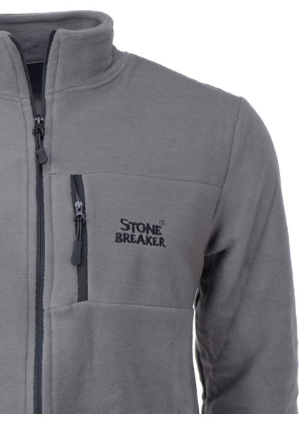 Erkek Kışlık Polar Sweatshirt Hırka Önü ve Cepleri Fermuarlı Hakim Yaka Tamkalıp Antipilling