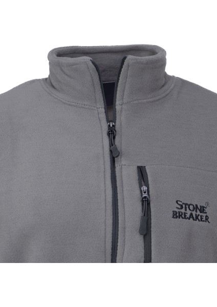 Erkek Kışlık Polar Sweatshirt Hırka Önü ve Cepleri Fermuarlı Hakim Yaka Tamkalıp Antipilling