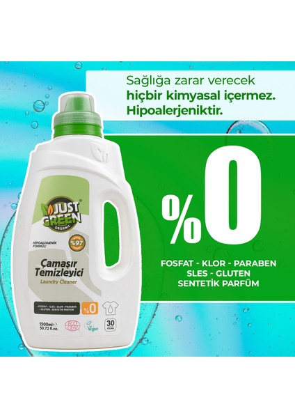Bitkisel Çamaşır Deterjanı, %100 Bitkisel, Doğal Ve Güçlü Deterjan, 30 Yıkama, 1500 Ml. Yerli Üretim