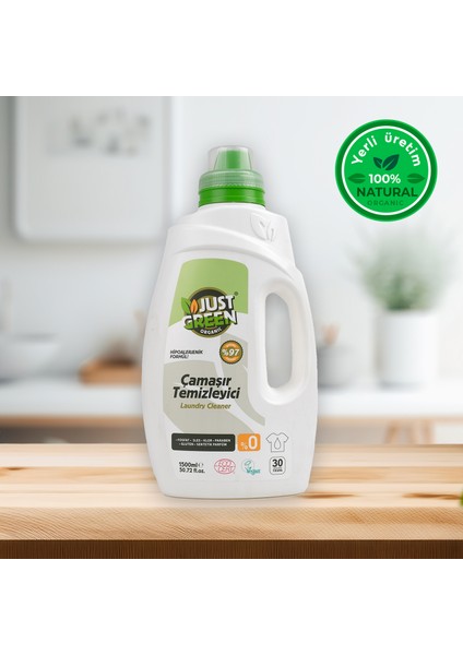 Bitkisel Çamaşır Deterjanı, %100 Bitkisel, Doğal Ve Güçlü Deterjan, 30 Yıkama, 1500 Ml. Yerli Üretim