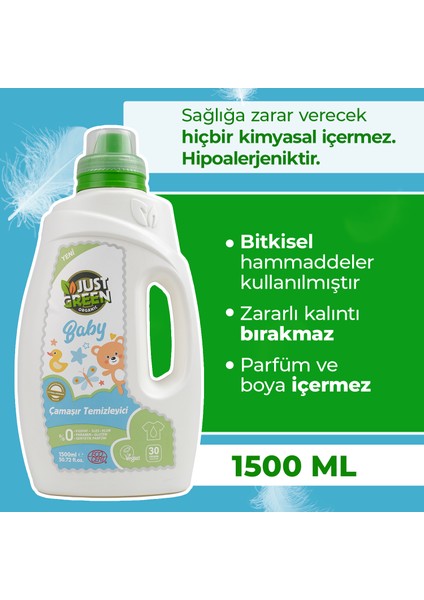 Just Green Organic Baby Çamaşır Temizleyici 30 Yıkama 1,5 Lt