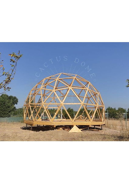 Jeodezik Kubbe - Geodesic Dome 7m Opuntia Ahşap Strüktür Ve Bağlantı Parçası Seti