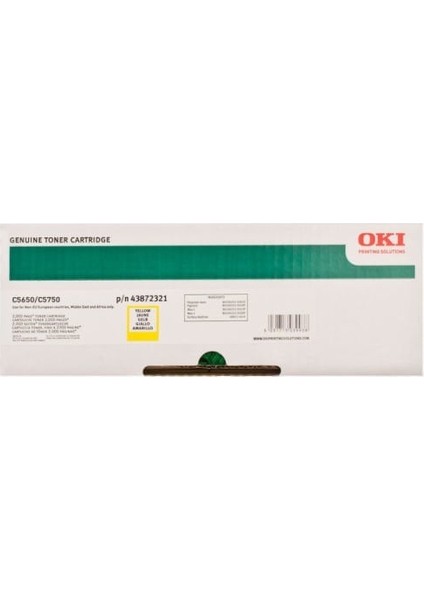 Okı 43872321 Sarı Yellow Orjinal Toner C5650 / C5750