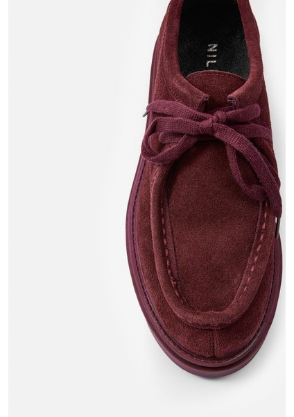 Isabella Bordo Hakiki Süet Kadın Loafer Ayakkabı modelleri