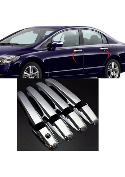 Honda Civic Krom Kapı Kolu 4 Kapı 2005-2011 Paslanmaz Çelik