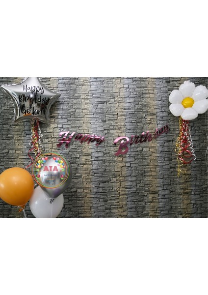^^ Doğum Günü Süsü Happy Birthday * Pembe * Metalik Yazı Parti Süsü