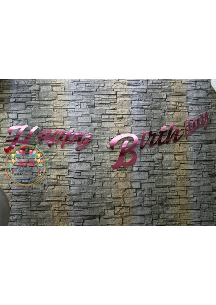 ^^ Doğum Günü Süsü Happy Birthday * Pembe * Metalik Yazı Parti Süsü