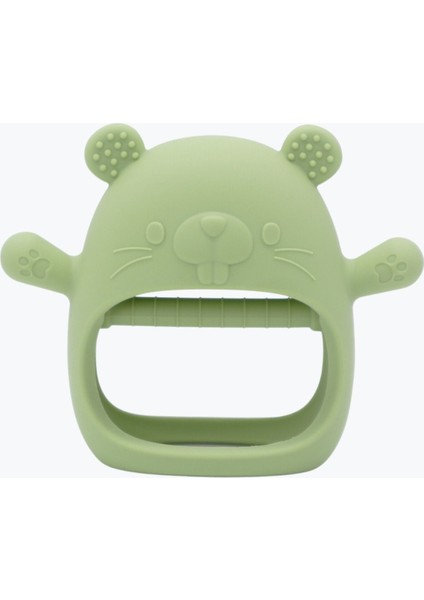 Sincap Bebek Diş Kaşıyıcı, Emzik Uçlu Eldiven Şeklinde Oyuncak Dişlik Silikon - Olive Renk