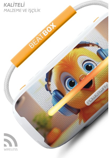 Beatbox Animals Civciv LED Işıklı Dayanıklı Ses Bombası USB Sd Aux Bluetooth Hoparlör