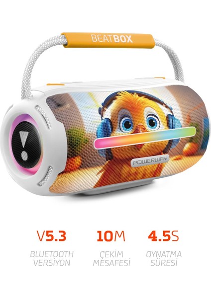 Beatbox Animals Civciv LED Işıklı Dayanıklı Ses Bombası USB Sd Aux Bluetooth Hoparlör