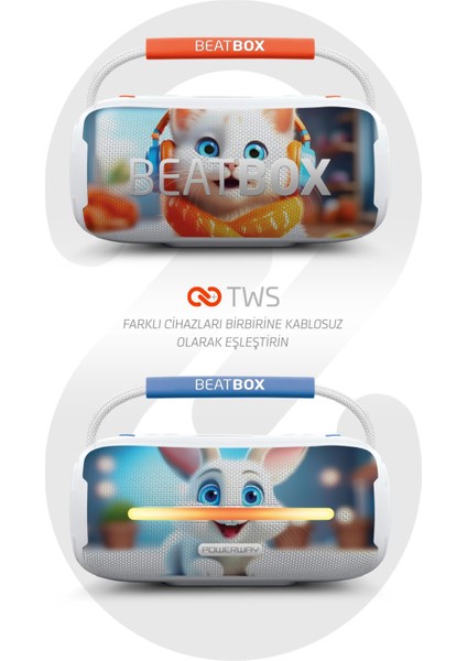 Beatbox Animals Civciv LED Işıklı Dayanıklı Ses Bombası USB Sd Aux Bluetooth Hoparlör