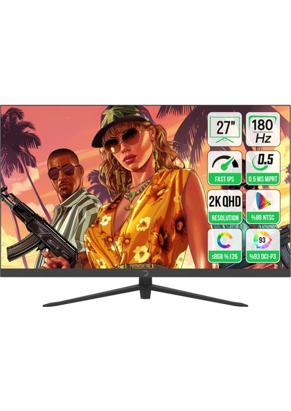 27" Sonic T80 Flat Fast IPS 180HZ 0.5ms Qhd 2k Gaming Monitör (Sıfır Ölü Piksel Garantili)