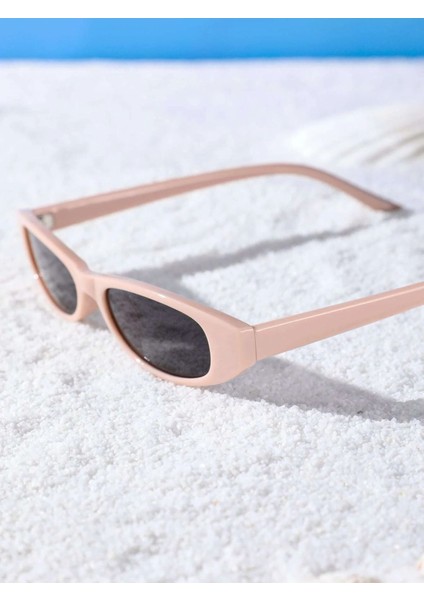 Bej Cat Eye Siyah Camlı Oval Kadın Güneş Gözlüğü modelleri